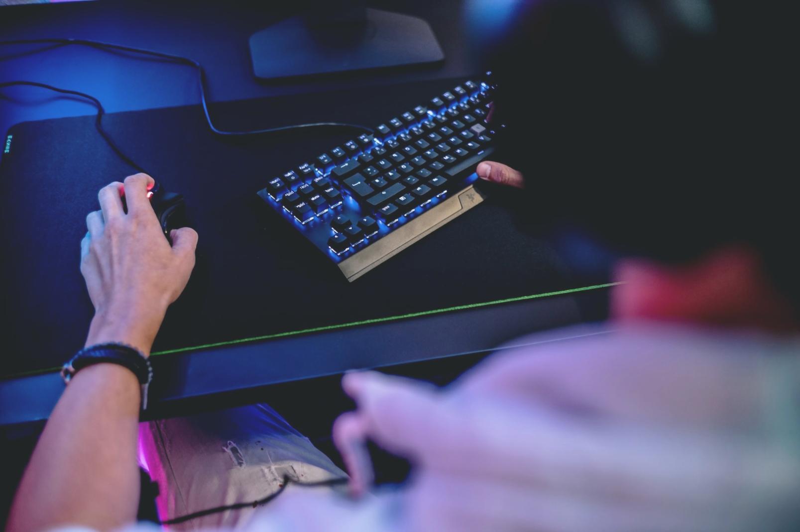 Game development workspace with design materials